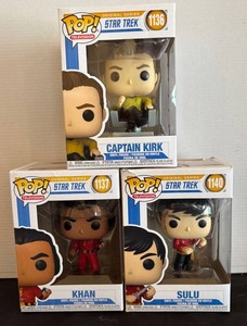 G - Funko Pop Star Trek Original Series Figures Captain Kirk Khan & Sulu (Lot of 3)
