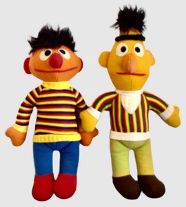 G - Vintage Sesame Street Bert & Ernie Plush Dolls (Lot of 2) 13in