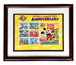 G - Vintage Disney Mickey & Minnie 70Th Anniversary Framed Stamp Set