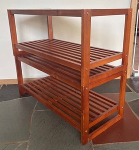 E - Wood Slat Storage Shelving Unit Stackable (Lot of 2)