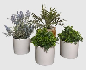 UB1 - Artificial Plant Planter Set of 4 White Pots
