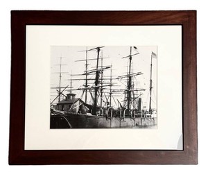 UB1 - Vintage Boat Wall Art Framed Black & White Ship Print 19 12 X 23 12