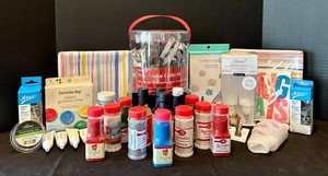 LFR - Baking Decorating Supplies Mixed Lot Wilton Cookie Cutters, Sprinkles, Bags & Syrups