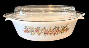 LFR - Vintage Casserole Dish - Anchor Hocking Fire-King Harvest 1 Qt With Lid