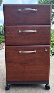 G - Filing Cabinet Rolling 3 Drawer Wood Finish With Casters