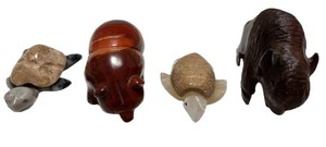 UB1 - Collection of Miniature Animal Figurines Turtle Buffalo Bear (Lot of 4)