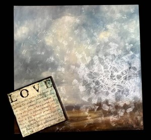UB1 - Wall Art Set of 2 Mixed Media Landscape & LOVE Sign