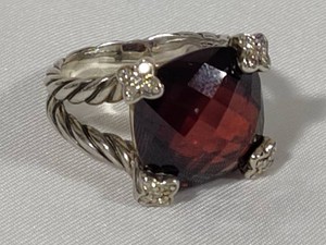 David Yurman "Wheaton" Sterling Silver/Ruby Statement Ring (Size 8)