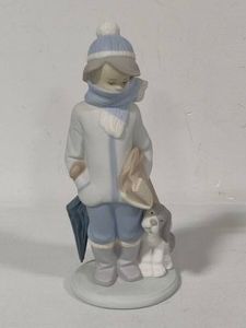 Lladro Winter Boy with Dog Porcelain Figurine (#5220)