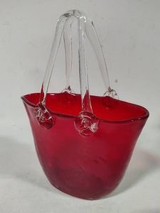 Ruby Red Art Glass Handbag