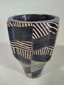 Geometric Soapstone Carved Vase