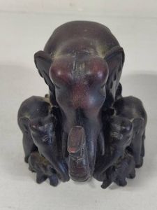 Hand Carved Mama Elephant & Calves