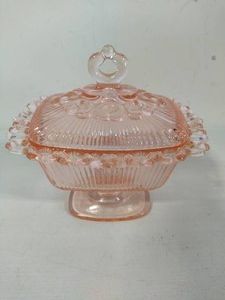 Pink Indiana Glass Lidded Candy Dish