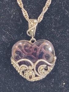 Sterling925 Marcasite Heart Pendant & Chain