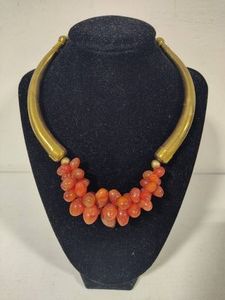 Vintage Gold Tone & Carnelian Collar Necklace