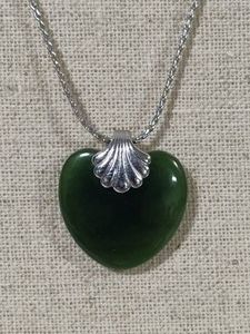 Sterling Avon Jade Heart Pendant Necklace