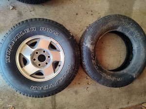 Two Goodyear Wrangler RT5 Tires - One wRim