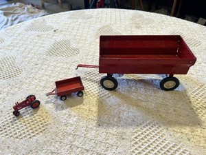 ERTL Red Toy Wagon, Small Red Tractor and Wagon