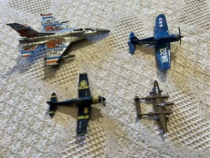 Hot Wheels Collectible Diecast Airplane Models Lot including Corsair and P-38 Lightning