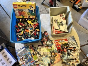 Huge lot of LEGO Classic Building Set, Meccano Tech Meccasaur, and LEGO Club Magazines