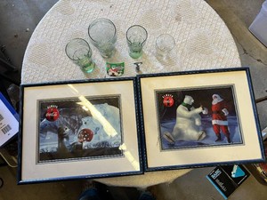 Coca-Cola Collectible Lot including Framed Polar Bear Prints, Several Collector Glasses, Bottle Opener