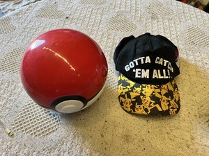 Pokemon Poke Ball Coin Bank and Pikachu Cap
