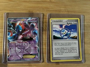 Lot of 2 Pokemon Cards Featuring Deoxys EX and Bubble Coat Trainer with Special World Championships Design