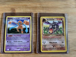 Lot of 2 Pokemon Trading Cards Featuring Deoxys and Aerodactyl