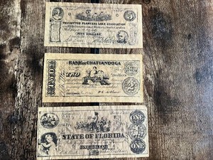 State of Florida, Bank of Chattanooga, The Cotton Planters Loan Association Facsimlie Currency Notes
