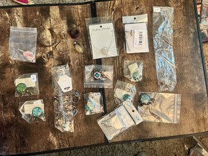 Lot of Fashion Jewelry Items including Crystal Necklace, Turquoise Style Pendants, and Assorted Rings and Earrings