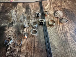 Lot of Mixed Rings including Metal and Stone Designs, Fashion Jewelry, and Statement Pieces
