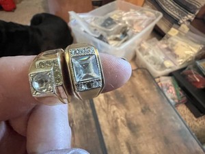 Gold-Plated Rings with Clear Stones and Detailing