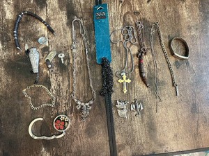 Various Neckties, Chains, Bracelets, and Jewelry Accessories Assortment