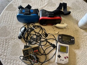 Nintendo Game Boy and Game Boy Advance, Tzumi Virtual Reality Headsets, and NES Controllers with Cables Bundle