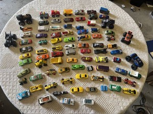 Collection of Toy Vehicles Including Tonka Trucks, Hot Wheels and Die-Cast Cars