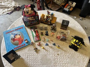 Disney Memorabilia Collection Featuring Mickey Mouse and Minnie Mouse Items, Figurines, and More