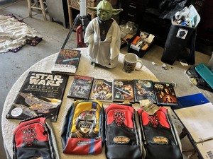 Star Wars Collection including Yoda Figure, Darth Maul and Anakin Bags, Various DVDs and Games