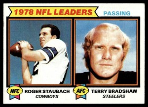 Roger Staubach  Terry Bradshaw 1979 Topps #1 NFL Passing Leaders Vintage Football Card