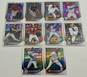 10 Card Bowman Chrome Mojo MAJOR STAR Lot - Trout, Holliday, Skubal, Harper, Carroll, Henderson, Freeman, Sasaki RC, Betts, Elly Baseball Cards