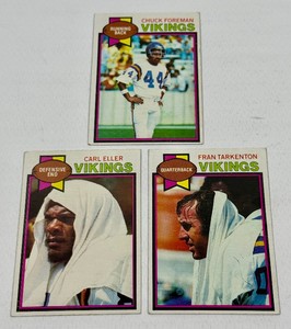 1979 Minnesota Vikings 3 Vintage Star Card Lot - Eller, Tarkenton, Foreman