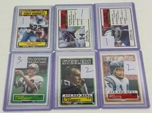 1983 Topps 6 Star Card Lot - Dorsett, Payton, Fouts, Lambert, Largent - Vintage Football Cards
