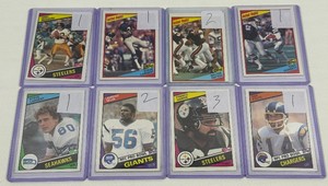 1984 Topps 8 Star Card Lot - Payton, Dorsett, Largent, Bradshaw, Fouts, Harris, Taylor - Vintage Football Cards