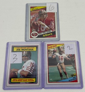 Joe Montana 3 Card Vitnage Football Lot - 1984 and 1983