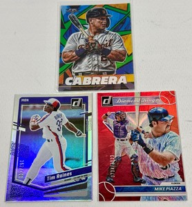 3 Baseball Numbered Star Card Lot - Raines 100, Piaza 2023, Cabrera 199