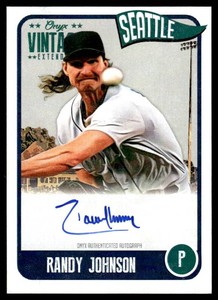 Randy Johnson On-Card Auto 275 2020 Onyx Vintage Extended EARJ Baseball Card