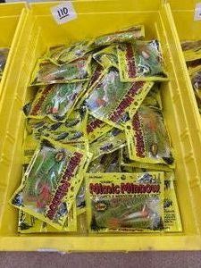 Retail Lot of 50 pkgs - MIMIC MINNOW TAILS - Northland Tackle Soft Bait - Orange  Green tigerstripe