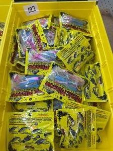 Retail Lot of 50 pkgs - MIMIC MINNOW TAILS - pinkbluesilverblack dot
