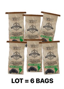 6 Bags of CHARCOAL - South American Hardwood Briquets