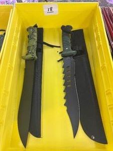 Lot of 2 HUNTING KNIVES w sheaths