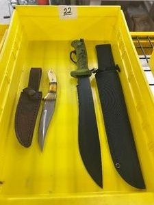 Lot of 2 HUNTING KNIVES w sheaths